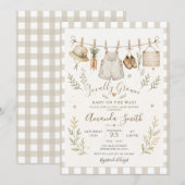 Invitation Marché Boho Bébé Né Local Gingham Shower Bébé (Devant / Derrière)