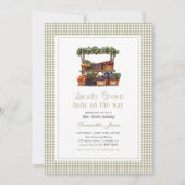 Invitation Marché de fermier gingham de bébé fait local (Devant)