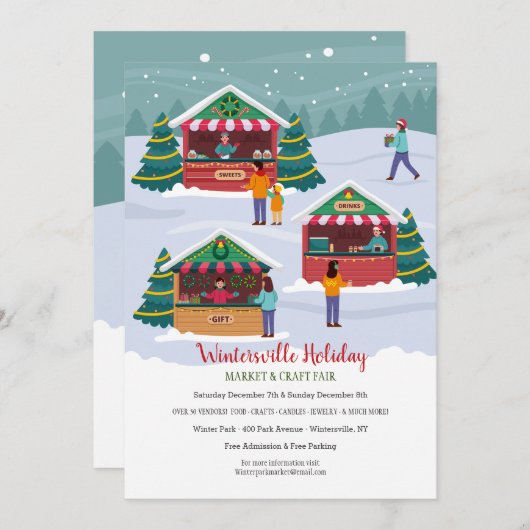 Invitation Marché de Noël (Devant / Derrière)