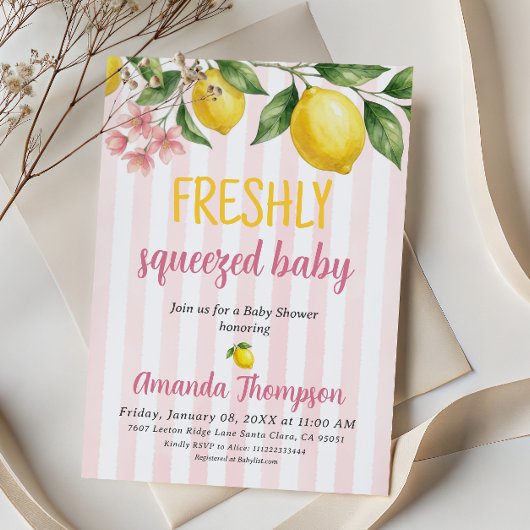 Invitation Marché de producteurs de douche de bébé au citron
