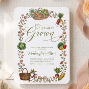 Invitation Marché de producteurs locaux Baby Shower Jardin