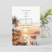 Invitation Marché De Village Côtier Au Sunset Mariage (Debout devant)