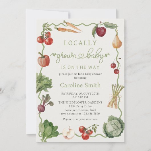 Invitation Marché des agriculteurs Baby shower cultivé locale (Devant)