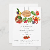 Invitation Marché des agriculteurs | Baby shower de jardin (Devant / Derrière)