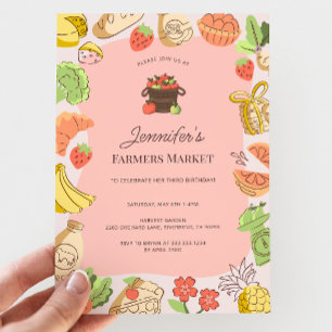 Invitation Marché des agriculteurs roses Bio Fête d'anniversa