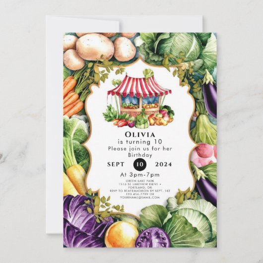 Invitation Marché des fermiers Légume simple Anniversaire (Devant)