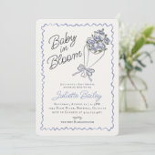 Invitation Marché des fleurs bleues Baby shower agricole Invi (Debout devant)
