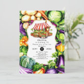 Invitation Marché des Légumes simples Farmers Anniversaire (Debout devant)