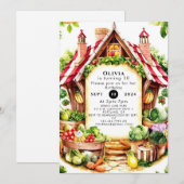 Invitation Marché des petits fermiers Légume Anniversaire (Devant / Derrière)