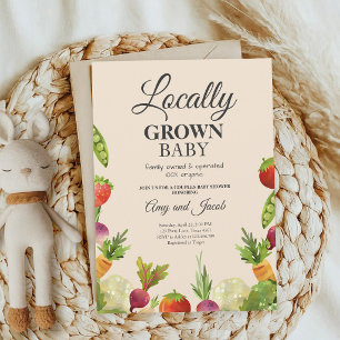 Invitation Marché fermier Baby Shower Rustique Pastel