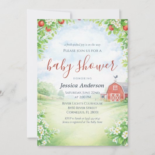 Invitation Marché fermier rustique Baby Shower Gingham (Devant)