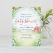 Invitation Marché fermier rustique Baby Shower Gingham (Debout devant)