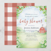 Invitation Marché fermier rustique Baby Shower Gingham (Devant / Derrière)