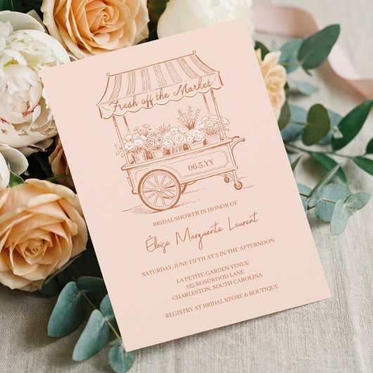 Invitation Marché Fleuriste Floral Cart Fête de Mariée