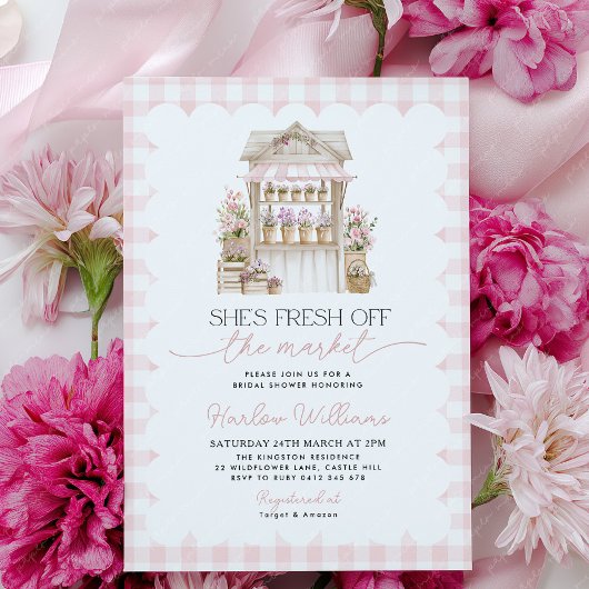 Invitation Marché Fleurs Fraîches de la Mariée Marché