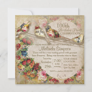 Invitation Marché français moderne vintage oiseaux fête d'ann