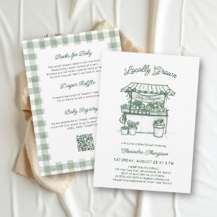 Invitation Marché Local de Verts Tout en Un Baby Shower