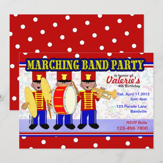 Invitation Marching Band Party (Devant / Derrière)