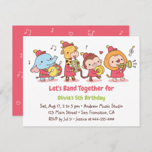 Invitation Marching Band Safari Animals Anniversaire de enfan