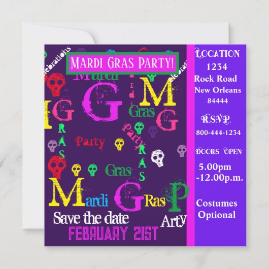 INVITATION MARDI GRAS (Devant)