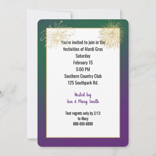 Invitation Mardi Gras (Dos)