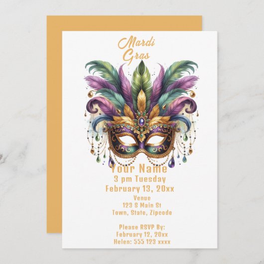 Invitation Mardi Gras (Devant / Derrière)