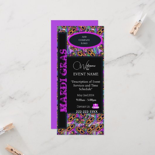 INVITATION MARDI GRAS (Devant/Arrière en situation)