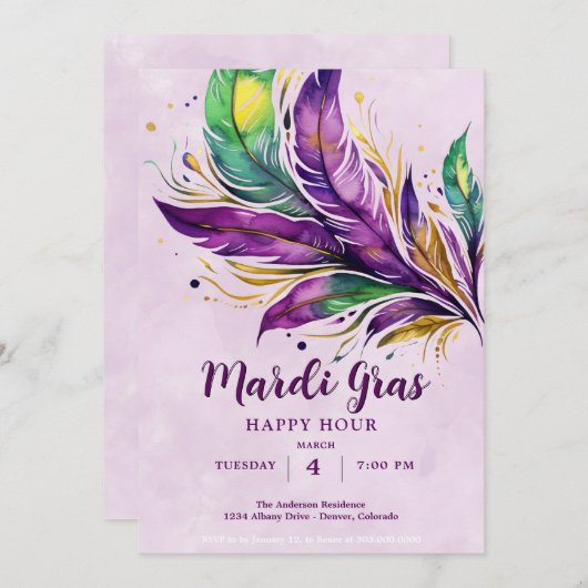 Invitation Mardi Gras (Devant / Derrière)