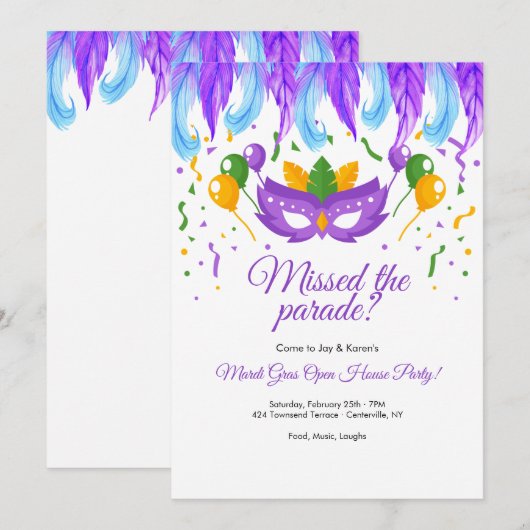 Invitation Mardi Gras (Devant / Derrière)