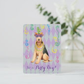 Invitation Mardi Gras Airedale (Debout devant)