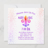 Invitation Mardi Gras Arc En Ciel Fleur De Lis (Dos)