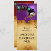 Invitation MARDI GRAS BAL MASQUÉ, rouge violet (Devant / Derrière)