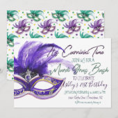 Invitation Mardi Gras Bash | 21e anniversaire (Devant / Derrière)