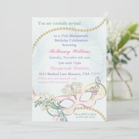 Invitation Mardi Gras Carnaval de Masquerade (Debout devant)