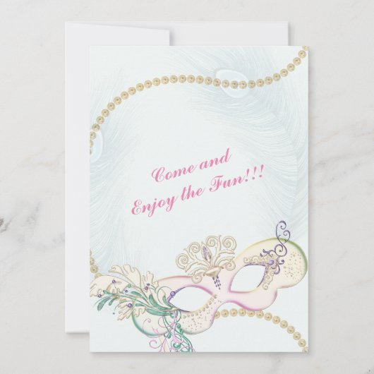 Invitation Mardi Gras Carnaval de Masquerade (Dos)