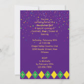 Invitation Mardi Gras Carnaval Fleur de Lis Diamant Arlequin (Dos)