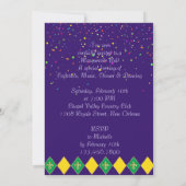Invitation Mardi Gras Carnaval Fleur de Lys Diamant Arlequin (Dos)