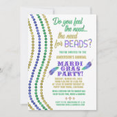 Invitation Mardi Gras Carnival Party Funny Besoin de perles (Devant)