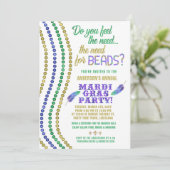 Invitation Mardi Gras Carnival Party Funny Besoin de perles (Debout devant)