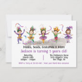 Invitation Mardi Gras Costume de fête d'anniversaire Enfants  (Devant)