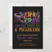 Invitation Mardi Gras Crawfish Boil Masquerade Lets Cray Cray (Devant)