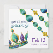 Invitation Mardi Gras Crown and Beads Party  (Devant)