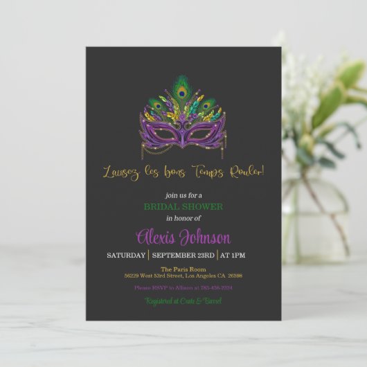 Invitation Mardi Gras Douche nuptiale (Debout devant)
