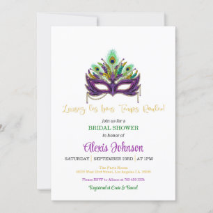 Invitation Mardi Gras Douche nuptiale - Blanc