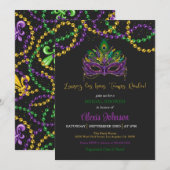 Invitation Mardi Gras Douche nuptiale - Perles (Devant / Derrière)