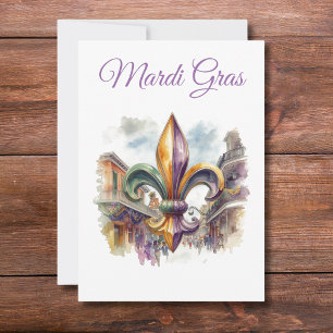 Invitation Mardi Gras élégant à l'aquarelle