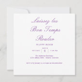 Invitation Mardi Gras élégant à l'aquarelle (Dos)