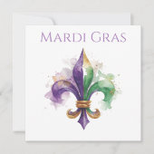 Invitation Mardi Gras élégant aquarelle  (Devant)