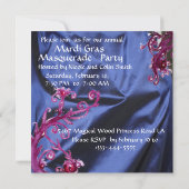 INVITATION MARDI GRAS FÊTE MASQUÉE, TISSU DE SOIE BLEU (Dos)