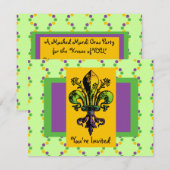 Invitation Mardi Gras Fleur (Devant / Derrière)